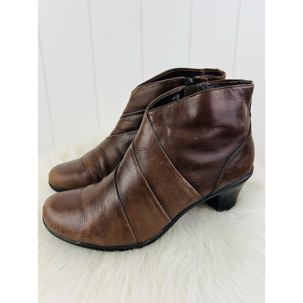 Earth Spirit Fiona Brown Oiled Leather Two Tone Ankle Comfort Boots Size 7